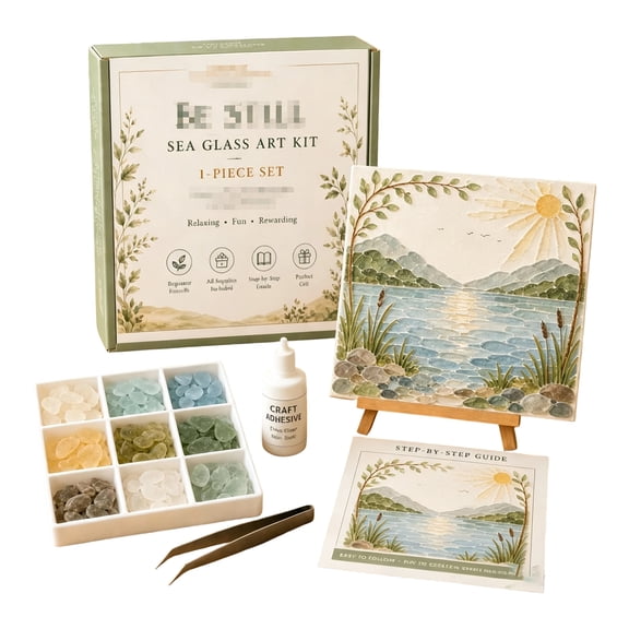 Psalms of Comfort & Strength Sea Glass Art Kit, Christian DIY Craft Kit with Inspirational Bible Verse Design, Religious Gift for Women, Faith Home Decor Wall Art