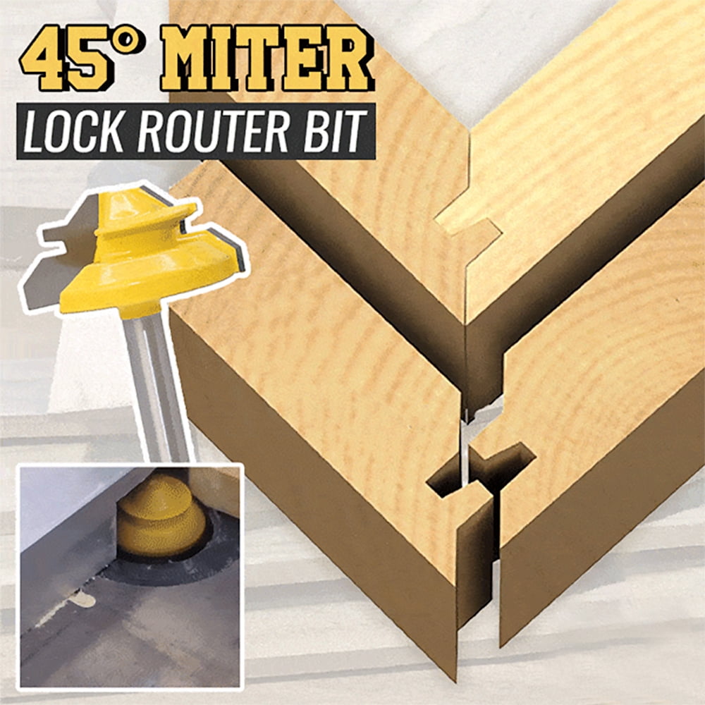 Saker 45 Degree Lock Miter Router Bit, for 1/2", 3/4", 1"Board Cutting
