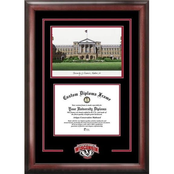 Campus Images WI995SG-86 6 x 8 in. Wisconsin Badgers Spirit Graduate Satin Mahogany Frame