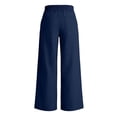 thumbnail image 5 of Women's Wide Leg Pants High Waisted Beach Palazzo Pants Soft Drawstring Trousers with Pockets Blue 2XL, 5 of 7