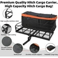 thumbnail image 3 of Ladcaser 500 LBS Foldable Trailer Hitch Cargo Carrier with Bag, 60" x 24" x 14" Vehicle Cargo Rack Carrier, 2" Receiver Rear Luggage Rack Basket for SUV Pickup Camping Traveling, 3 of 8