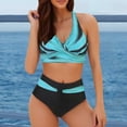 thumbnail image 2 of Swimsuit for Women Bikini Women's Fashionable Two Color High Waisted Bikini Two Piece Swimsuit, 2 of 4