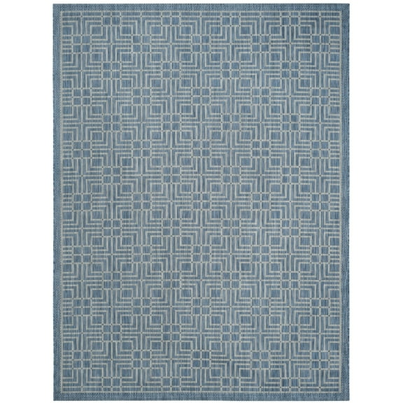 SAFAVIEH Courtyard Neville Geometric Indoor/Outdoor Area Rug, Navy/Grey, 9' x 12'