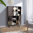 thumbnail image 2 of Giantex Storage Cabinet w/Doors & Anti-Tipping Device, 4-Tier Bookshelf, Tall Cupboard in Bedroom, Living Room, Kitchen, Espresso, 2 of 6