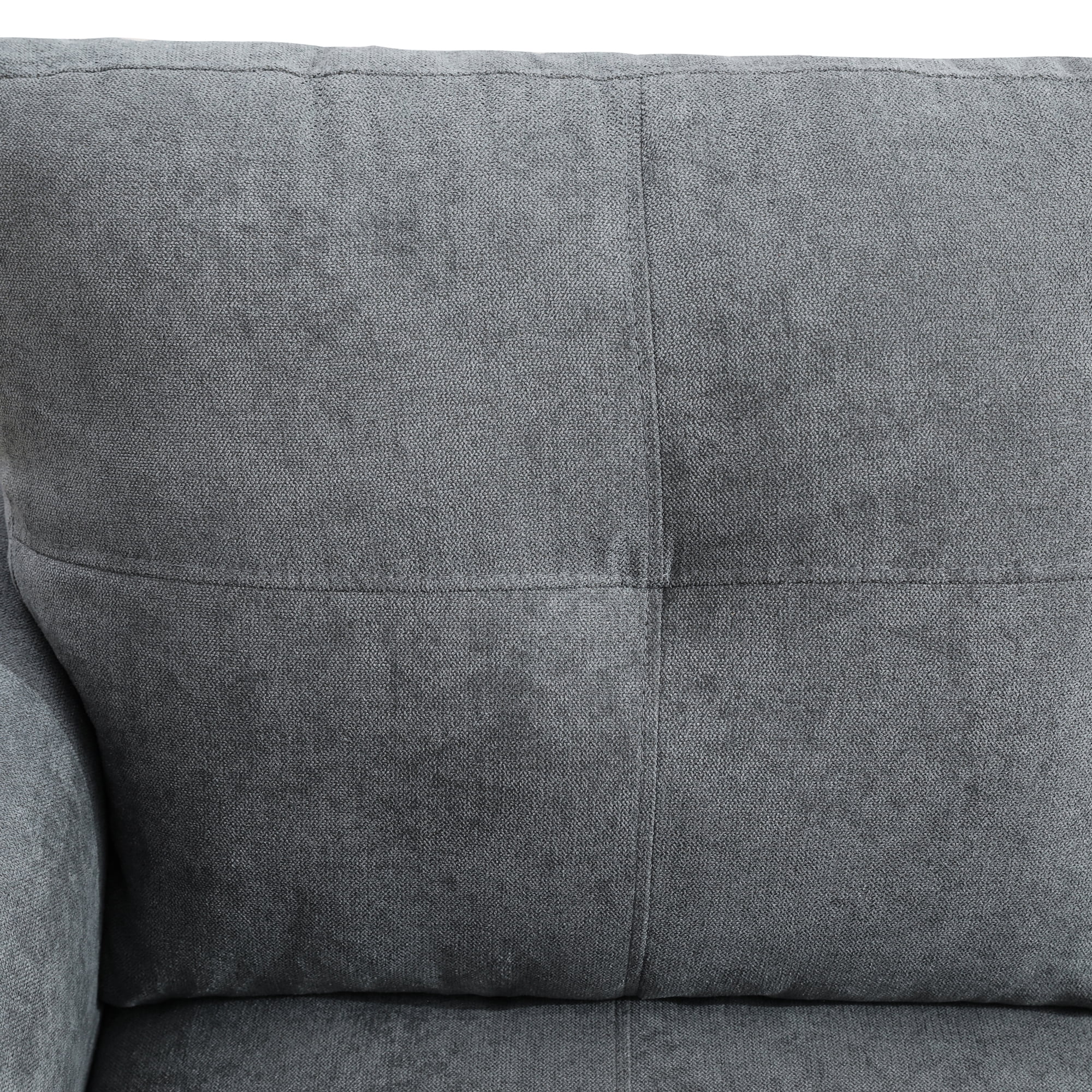 MAYEERTY 97" Modular Couches Fluffy Fabric Sectional Sofa Set for Living Room with Reversible Chaise & Storage Ottoman, Dark Grey (Left)