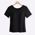 thumbnail image 5 of Weikingp Fitted Tees For Women，Business Casual Outfits Slim Fitted Casual Shirts Short Sleeve Shirts Tight Shirts For Women Full Length Tops For Women Crew Neck Black L, 5 of 9