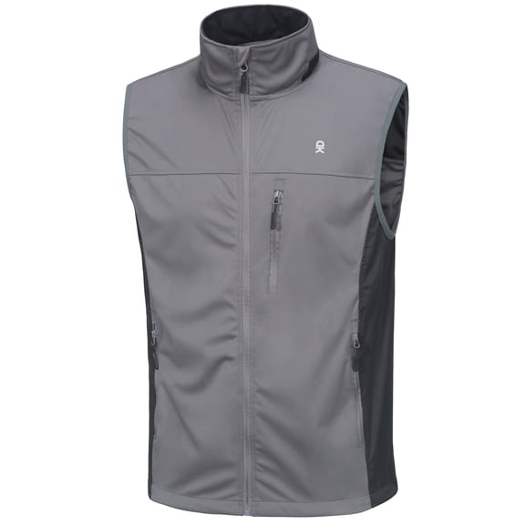 Little Donkey Andy Men's Softshell Vest, Lightweight Golf Vest Windproof Sleeveless Cycling Jacket for Running, Hiking ( Grey L)