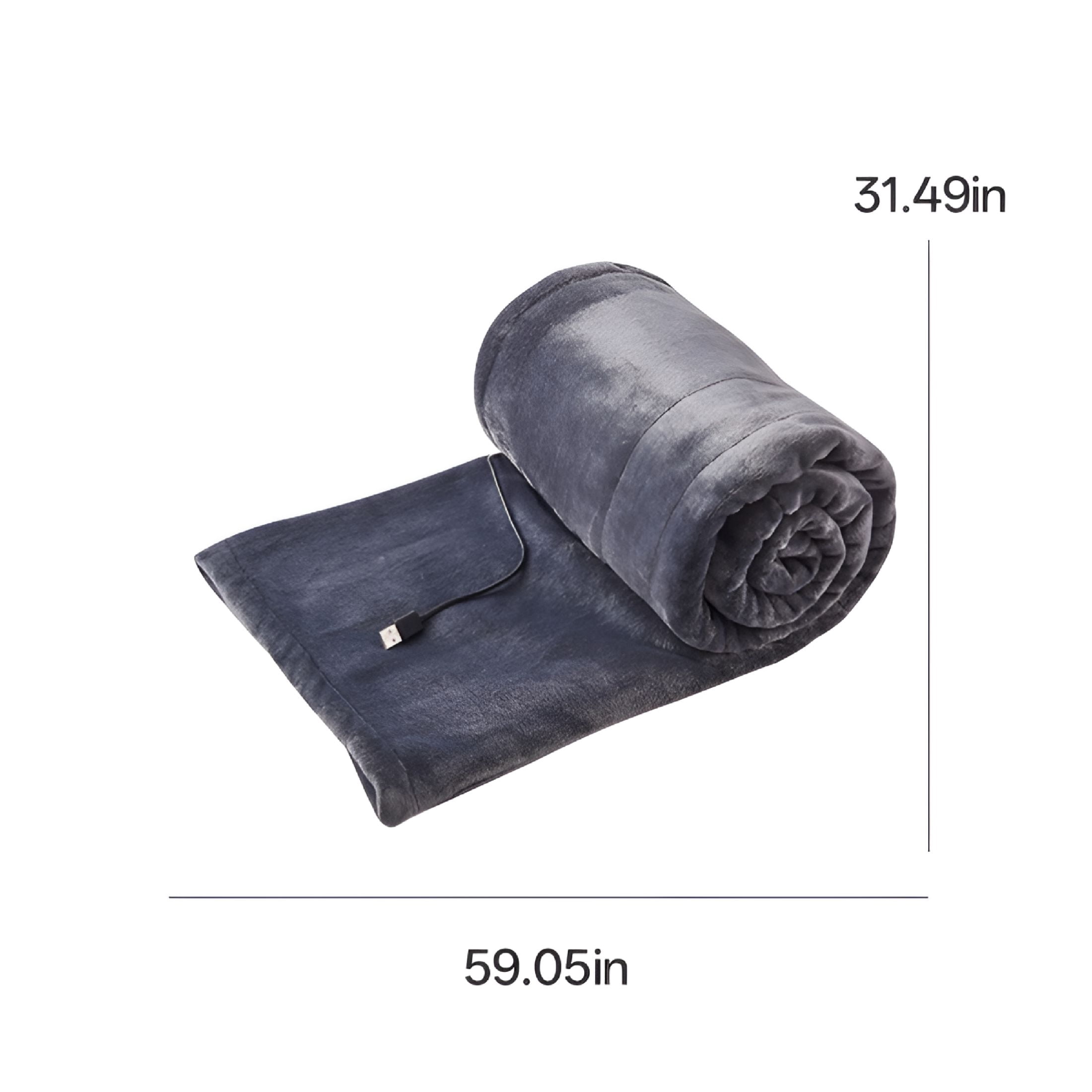 LAMIRO Heated Flannel Blanket Electric Throw - USB Battery Power Operated Heating Blanket for Home Outdoor Travel Use