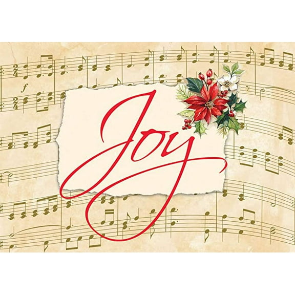 Fravessi Holiday, New Years Boxed Greeting Card Multi-Pack Set (5" x 7") | 16 Cards 17 Envelopes | Musical Joy Design | Red, Beige