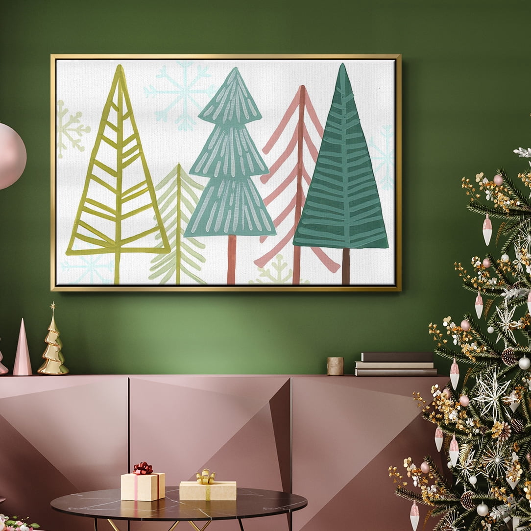 Modern Holiday Collection A - Framed Gallery Wrapped Holiday Canvas - 25 x 37 - Gold Frame