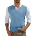 thumbnail image 3 of Bcfgryg Sweater Vest Men's Sleeveless Knitted Vest V Neck Knitted Vest Spring Plain Sleeveless Knitted For Men Mens Cardigans Blue L, 3 of 4