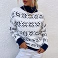 thumbnail image 2 of Mujeres Sexy Color Bump Nieve Impresión Costura Color Bolsillo Otoño Invierno Crop Workout Manga larga Cruz O-cuello Suéter Casual Blusa Tops Fridja  fksj2110, 2 of 4
