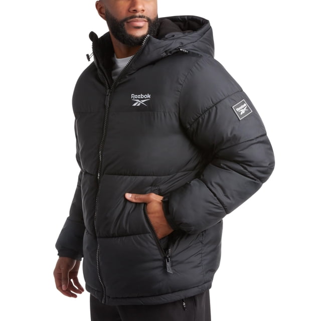 Chaqueta de invierno para hombre Reebok, talla M, negra, acolchada e insulated