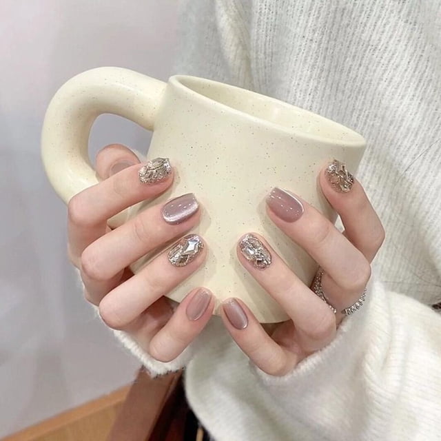 Ongles Portables Portés à la Main Noël Nouvel An N3P6