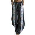 thumbnail image 1 of Pantalones de Piernas Anchas de las Mujeres Impresión Floral de Algodón Lino Suelto Casual de Cintura Alta Pantalones Largos Cónicos para Primavera Verano, 1 of 6