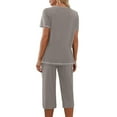 thumbnail image 5 of GERsome Pajamas for Women Short Sleeve Pj Sets Pullover Tops & Capri Pants 2 Piece Sleepwear Loungewear S-2XL (Gray,L), 5 of 5