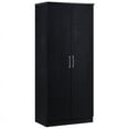 thumbnail image 1 of Hodedah 2 Portes Armoire Boisée avec 4 Étagères en Finition Noire, 1 of 6