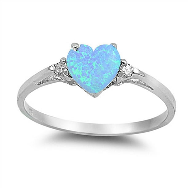 Sac Silver CHOOSE YOUR COLOR Light Blue Simulated Opal Heart Promise