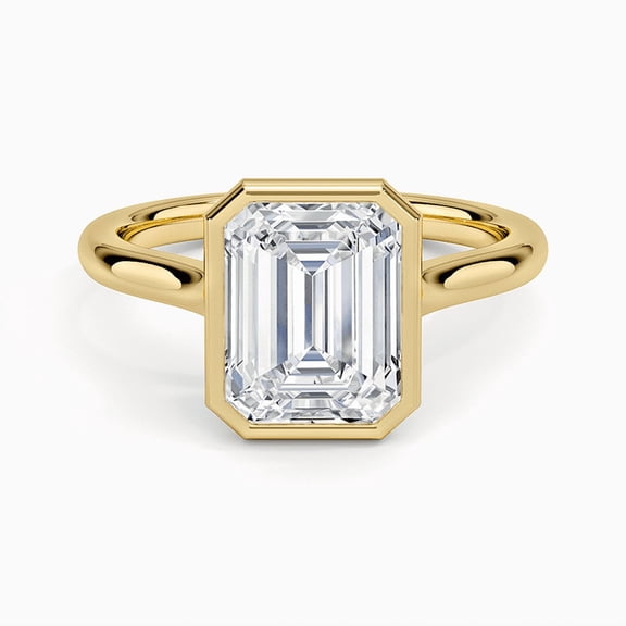 2.50 CTW Emerald Cut Lab Grown Diamond Ring Bezel Set Solitaire Promise Ring