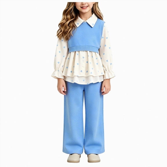 mgoYE Toddler Girls Clothes Long Sleeve Ruffle Top and Pants 2Pcs Fall Winter Outfits