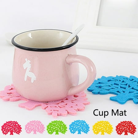 

Hobeauty Set of 4 Tree Shape Coaster 5.5 Non Slip Coasters Heat Insulation Colorful Unique Slice Silicone Drink Cup Mat for Drinks Prevent Furniture and Tabletop