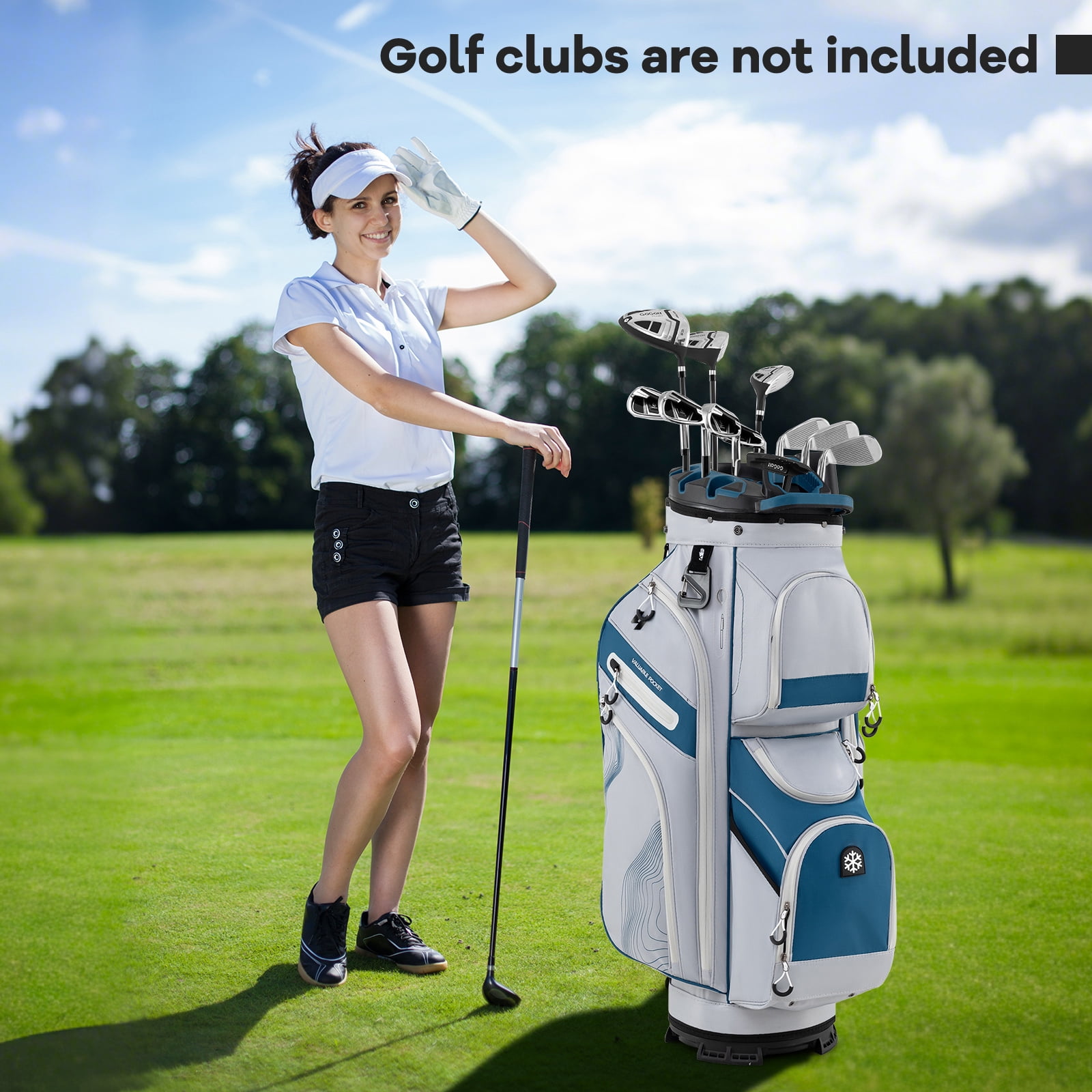 Gymax Golf Cart Bag Molded Lock Top Golf Bag w/14-Way Full Length Dividers 11 Pockets Navy
