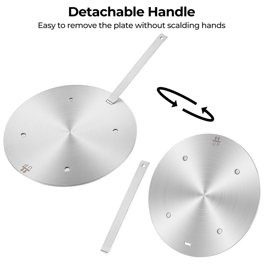Heat Diffuser for Glass Cooktop, Fast Heat Distribution Aluminum Alloy Induction Diffuser Plate for Induction Electric Gas Glass Cooktop, Induction Plate Adapter Converter with Removable Handle
