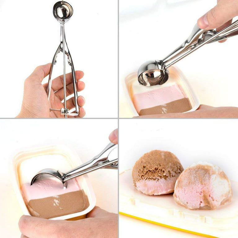 Stainless Steel Ice Cream Spoon Cookie Dessert Food Scoop Scooper Cream  Dipper Melon Baller with Trigger Release 