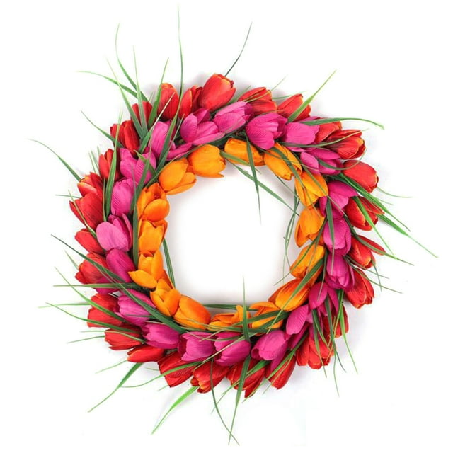 CAROOTU European-style Simulation Tulip Wreath Rattan Ornaments The Dreamy Front Door