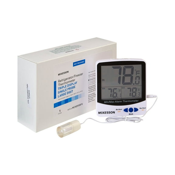 McKesson Digital Thermometer for Refrigerators, Freezers - Glycol Bottle Probe, 1 Ct