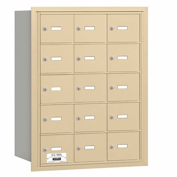 4B  Horizontal Mailbox - 15 A Doors - Sandstone - Rear Loading - USPS Access