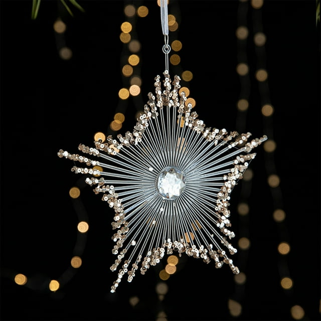 Xihbxyly Colgante Acrílico Navideño con Diseño de Copo de Nieve, Adorno de Lentejuelas Transparentes, Colgante para Árbol Festivo, Reflejo de Luz Mágico, Decoración para Fiestas, 3 Tamaños Disponible