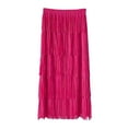 thumbnail image 5 of FEIFLY Women Layered Fringe Hem Maxi Skirt For Elegant Tiered Ruffle Design Flowy Boho Style High Waist A-Line Long Skirt Casual Party Wear Versatile Female Solid Color Dailywear, 5 of 5