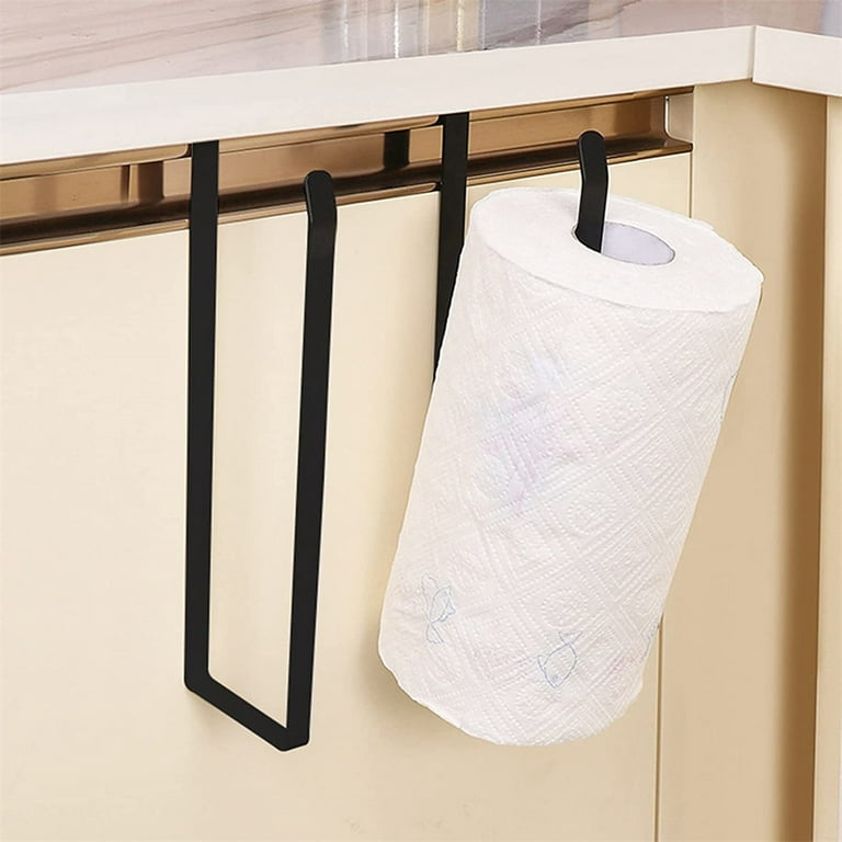 NOGIS 2 Pack Paper Towel Holder Dispenser Under Cabinet Paper Roll Holders  (NO Drilling) for Kitchen Bathroom, Hanging Paper Towel Rack Hanger Over  the Door, Humanized Design (Black) 
