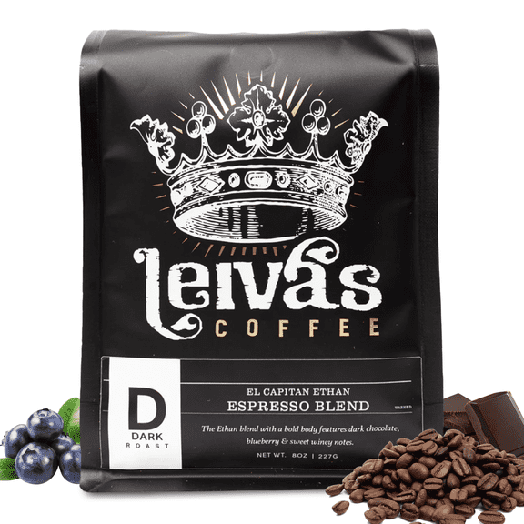 Leiva’s Dark Roast Whole Bean Espresso (8oz), Roasted to Order, Micro-Lot Guatemalan Coffee Beans – El Capitan Ethan Espresso Coffee Beans w/ Chocolate & Blueberry Notes - Low Acidity Roast