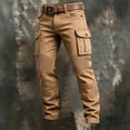 thumbnail image 5 of Mifsaly Mens Cargo Pants Straight Leg Relaxed Fit Work Trousers with Multi Pockets Khaki,S, 5 of 5