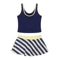 thumbnail image 5 of MSemis Kids Girls Tankini Swimwear Swimsuit Set T-shirt Tops with Stripe Printed Skirt, 5 of 5