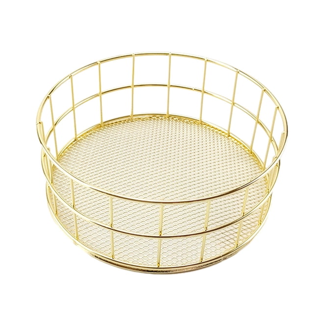 Inteprter Caja de almacenamiento con revestimiento inoxidable, con alambre, amplia aplicación para maquillaje y libros, cesta anticorrosión Almacenamiento y organización del hogar Oro