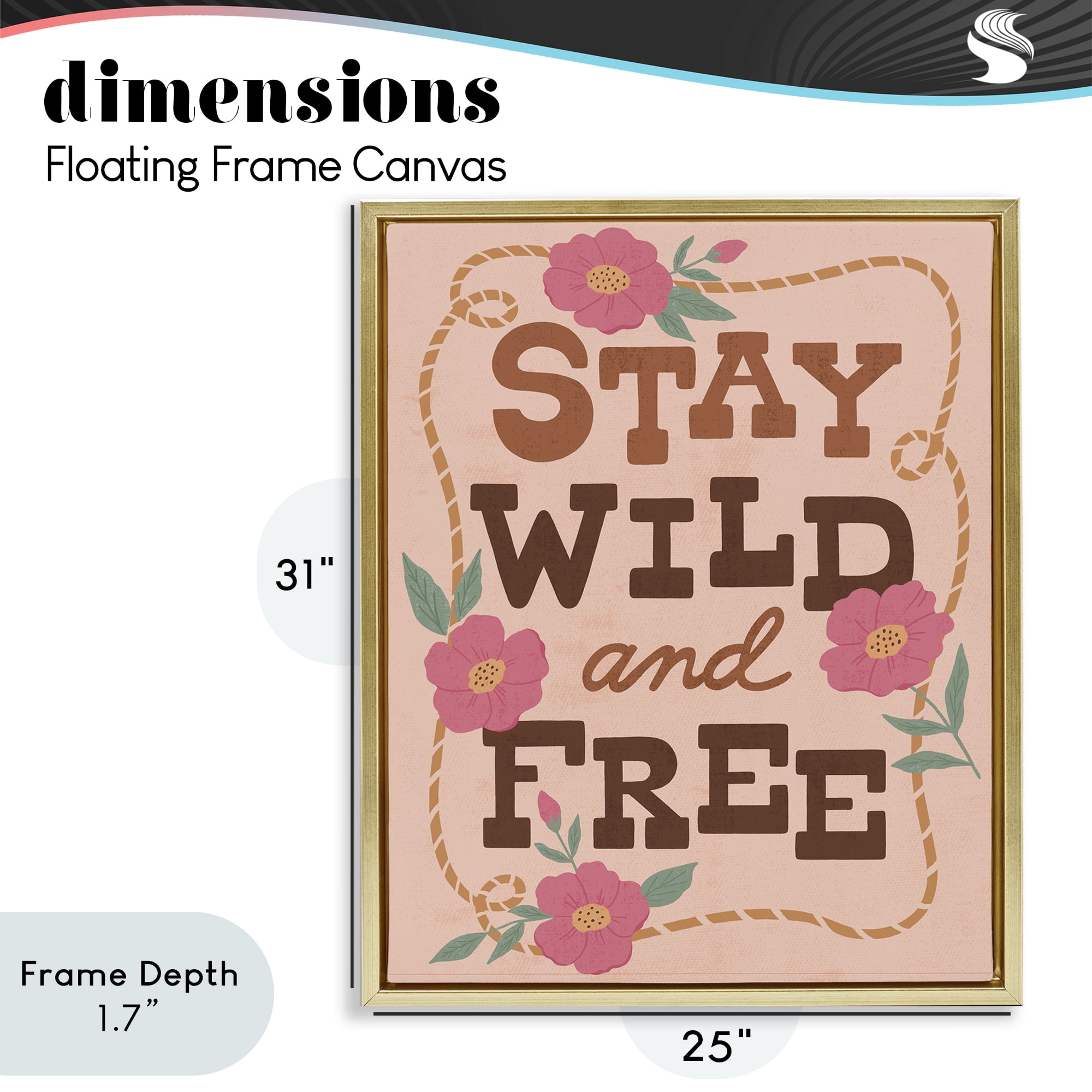 Stupell Industries Wild & Free Boho Girl Gold Framed Floater Canvas Wall Art, design by Nina Seven