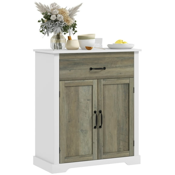 HOMCOM Storage Cabinet Buffet Cabinet with Adjustable Shelf White