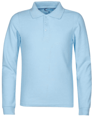 Premium Boys School Uniform Long Sleeve Stain Guard Polo Shirt 