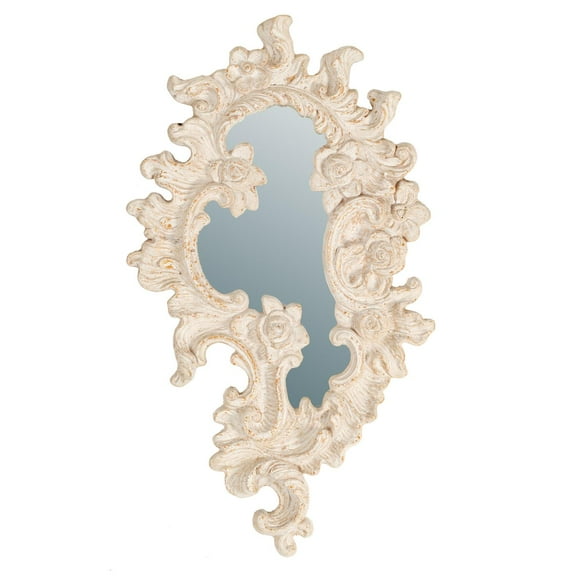 A & B Home Cottage Antique White Wall Decor With Mirror 77102