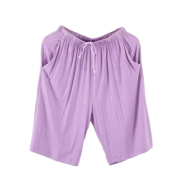 TEAJOPSUU Women's Lounge Shorts 5" Sleepwear Bottoms Soft Drawstring Elastic Waist Pajama Shorts Cotton Blend Comfy Pj-Sleep Shorts Purple