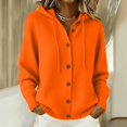 thumbnail image 2 of GILIGEGE Women Fall Winter Solid Color Chunky Knit Long Sleeve Button Front Button Up Hooded Cardigan Sweater Jacket Casual Stylish Daily Fashion Outerwear Autumn Winter Office Home Clothing Orange M, 2 of 6