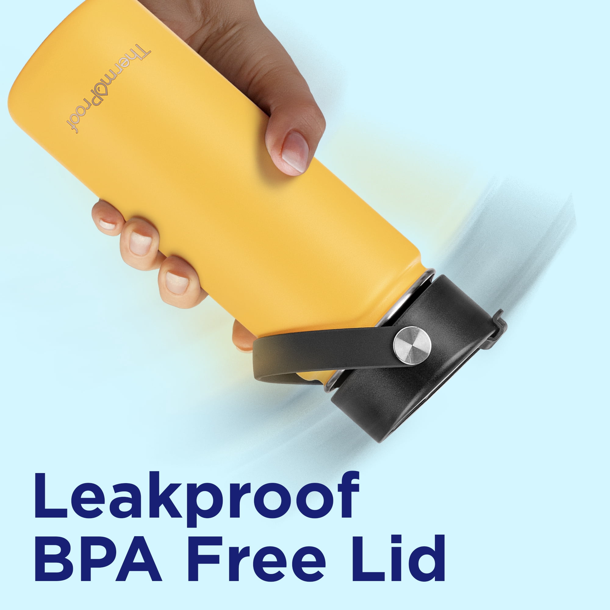 ThermoProof 18oz Amber Stainless Steel Insulated Water Bottle, Wide Mouth, Leakproof, Reusable, Dishwasher Safe