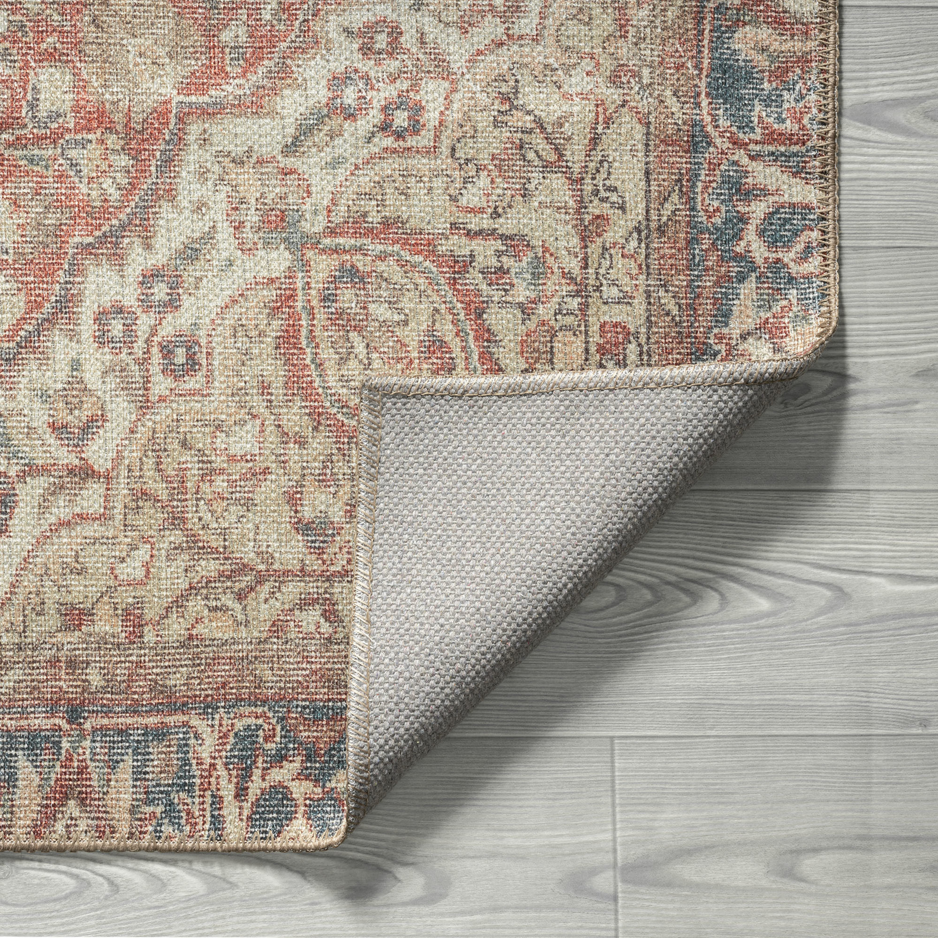 Traditional 8x10 Area Rug (7'11'' x 10'3'') Oriental Rust, Beige Living Room Easy to Clean Machine Washable