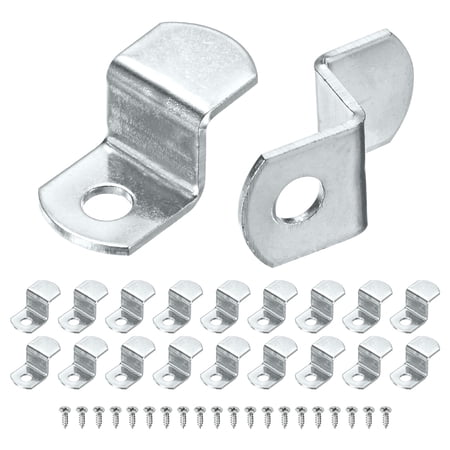 Uxcell 20-Pack Offset Canvas Clips 0.91 x 0.52 Clips Mirror Clamps with 20 Screws 0.36 Offset for Picture Framing Canvas Painting [Silver]