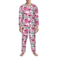 thumbnail image 3 of Vsdgher Flamingo Mens Pajama Set, Soft Warm Long Sleeve Sleepwear, Cozy Button-Down Pjs for Men-Small, 3 of 7