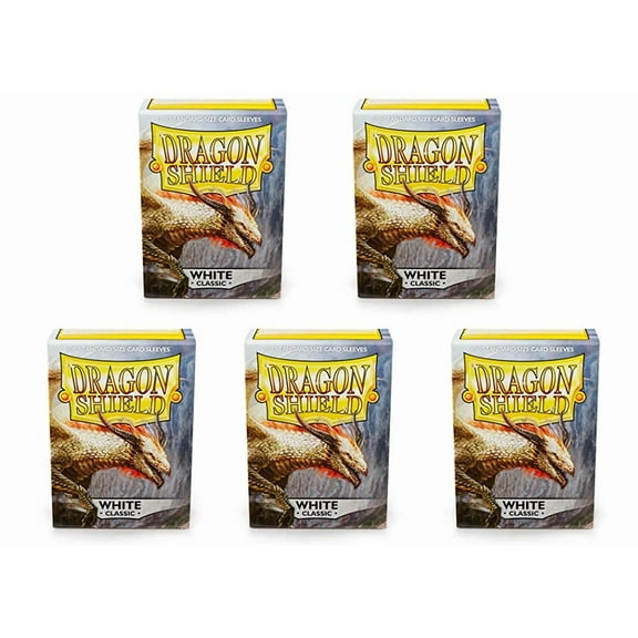 5 Packs Dragon Shield Classic White Standard Size 100 ct Card Sleeves Value Bundle!