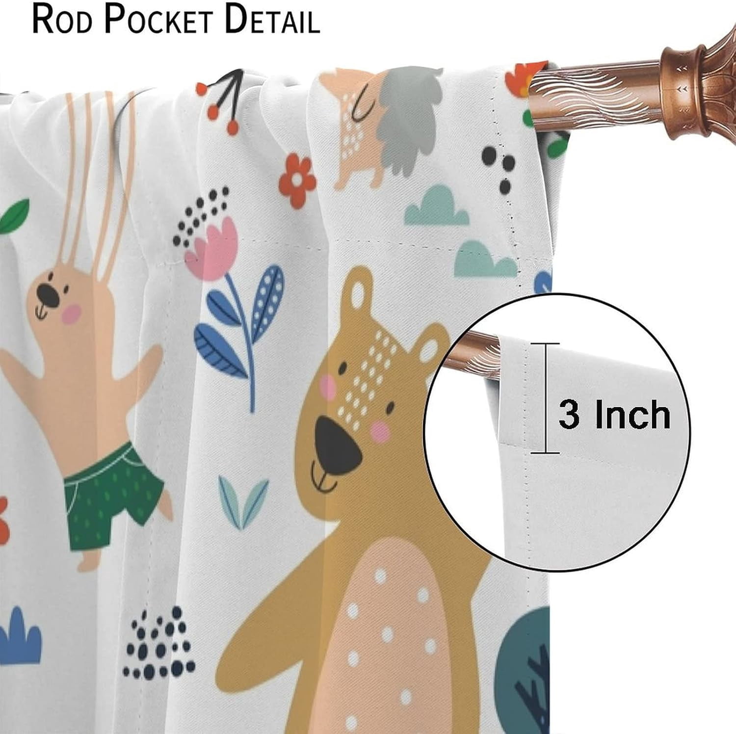 Kids Blackout Curtains,Each Panel W26 x 84" L,Baby Room Cartoon Forest Animal Cute Bear Fox Rod Pocket Curtains for Boys Girls Bedroom Living Room Nursery Window Drapes 2 Panel Set 52" x 84"
